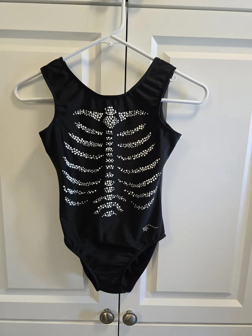 Destira Skeleton Leotard Child XL Rhinestones Black Gymnastics Dance Halloween